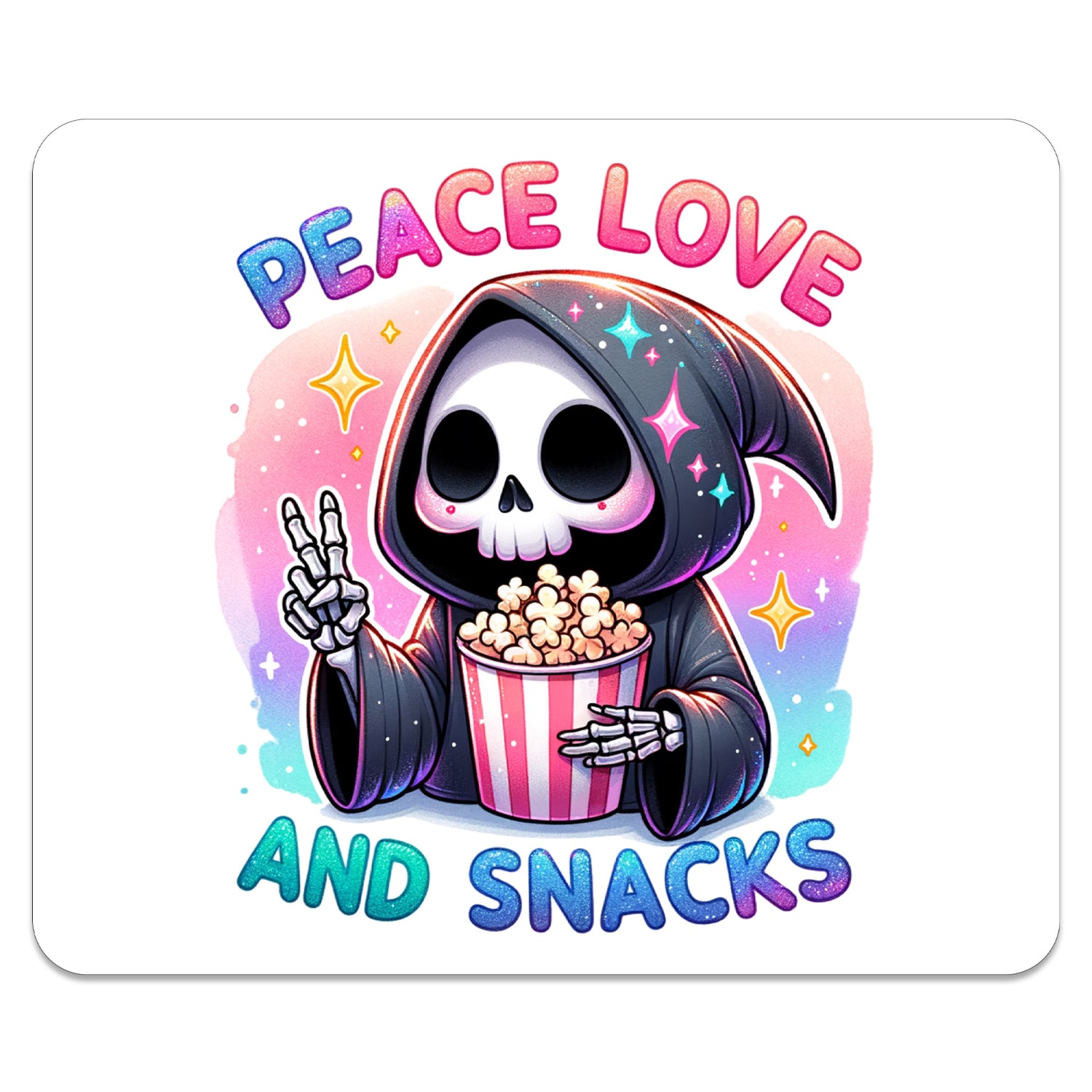 Peace Love Snacks Mouse Pad